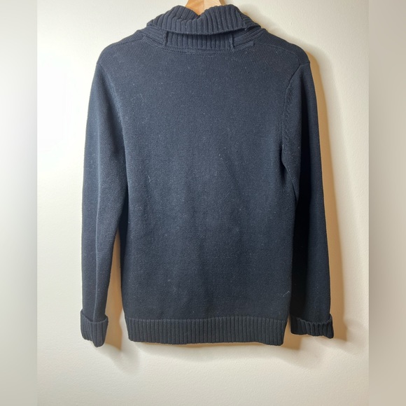 Ralph Lauren Womens Cardigan Sweater Medium Black Gold Button Cotton Sz M Preppy - Picture 2 of 5